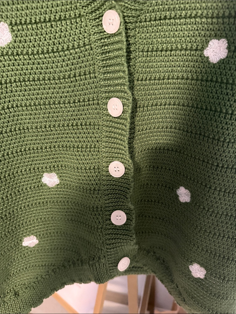 Polagram Olive Green Cropped Knit Vest with White Dot Details - Picture 4 of 5